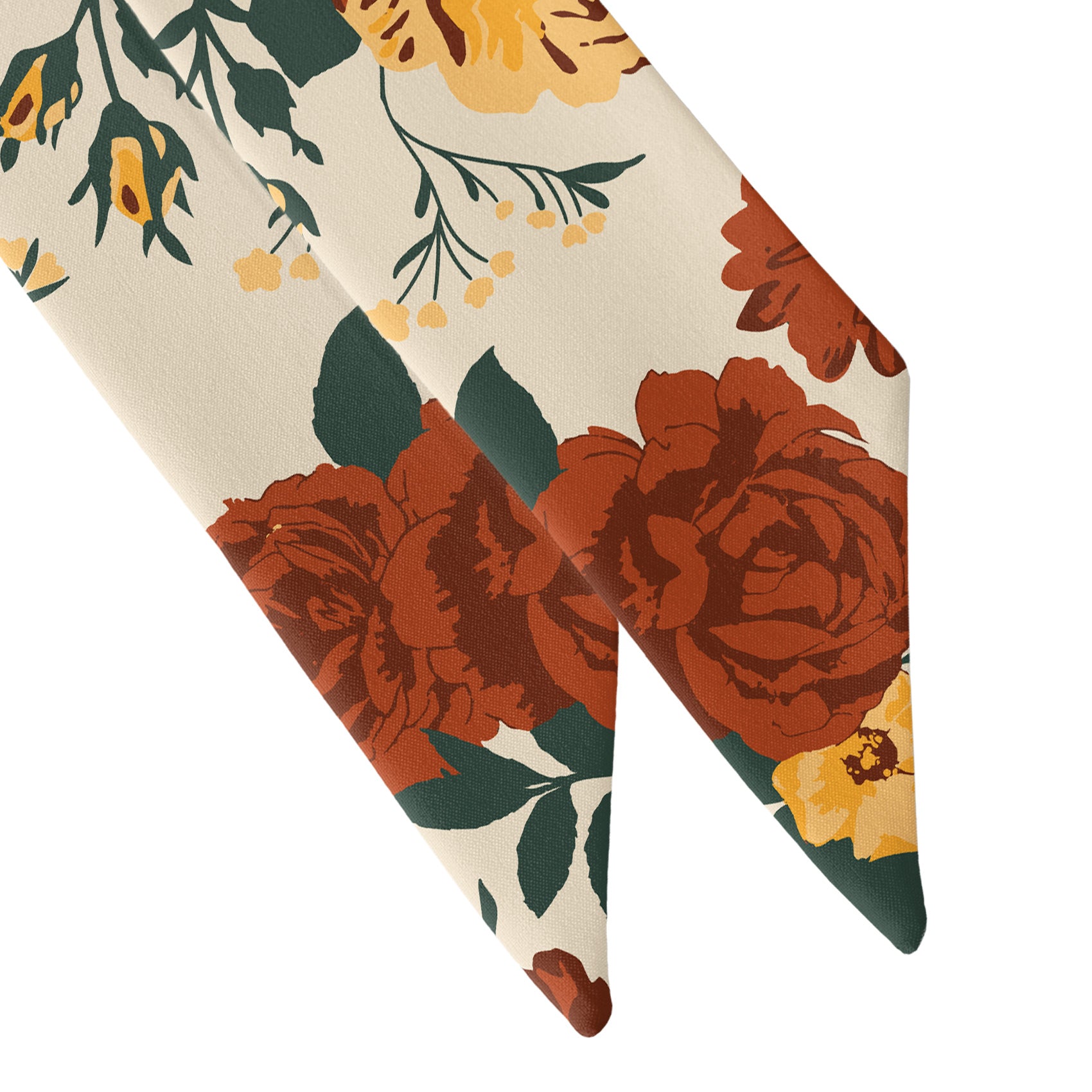 Full Bloom Floral Hair Scarf - Scarf Tapered Ends - Knotty Tie Co.
