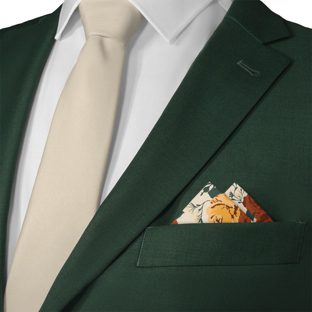 Full Bloom Floral Pocket Square - Matching Necktie - Knotty Tie Co.