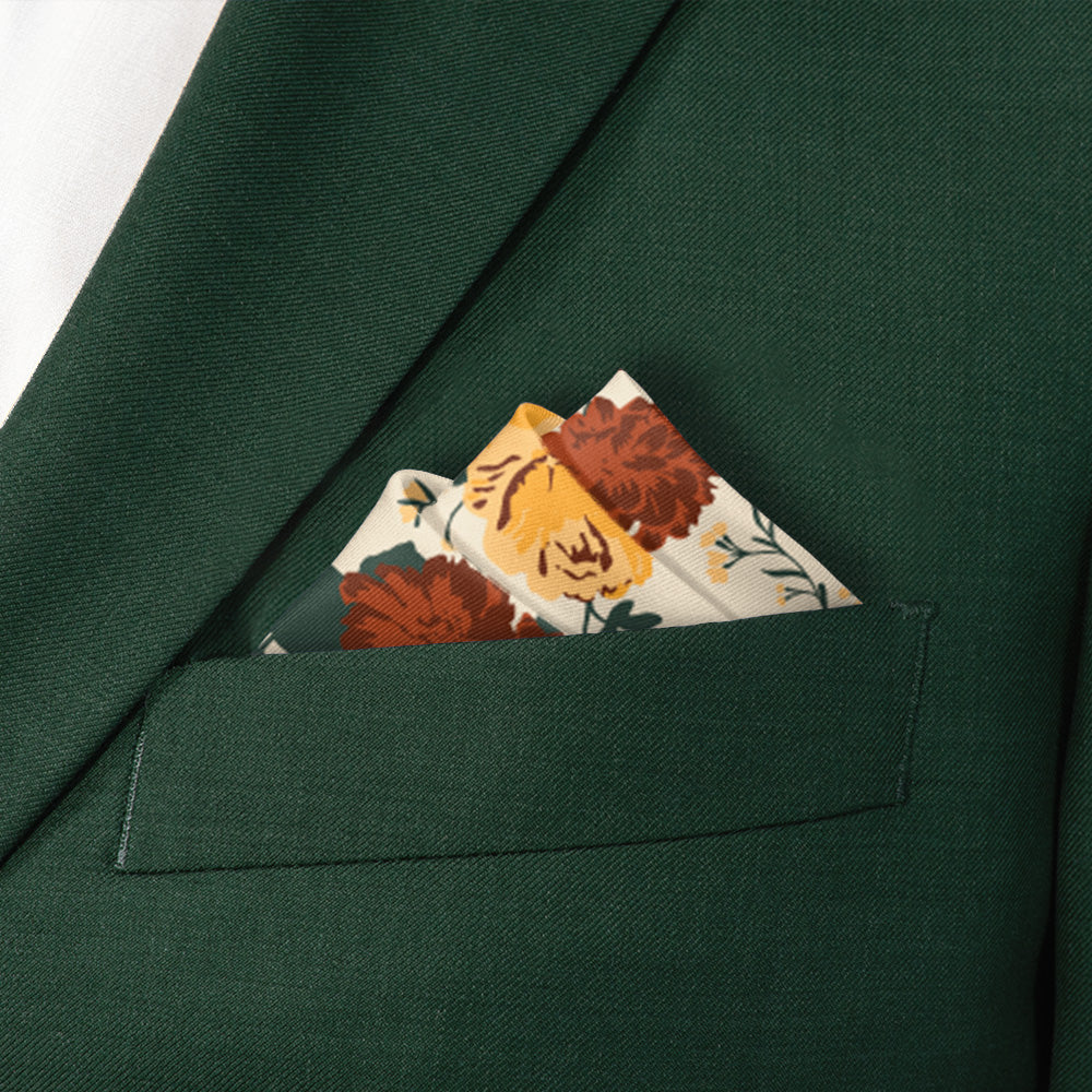 Full Bloom Floral Pocket Square - Stairs Fold - Knotty Tie Co.