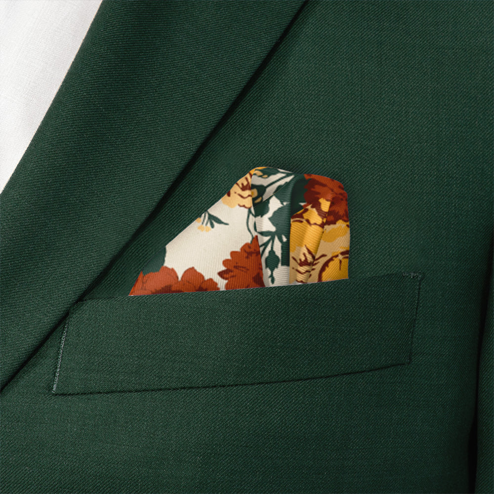 Full Bloom Floral Pocket Square - Wave Fold - Knotty Tie Co.