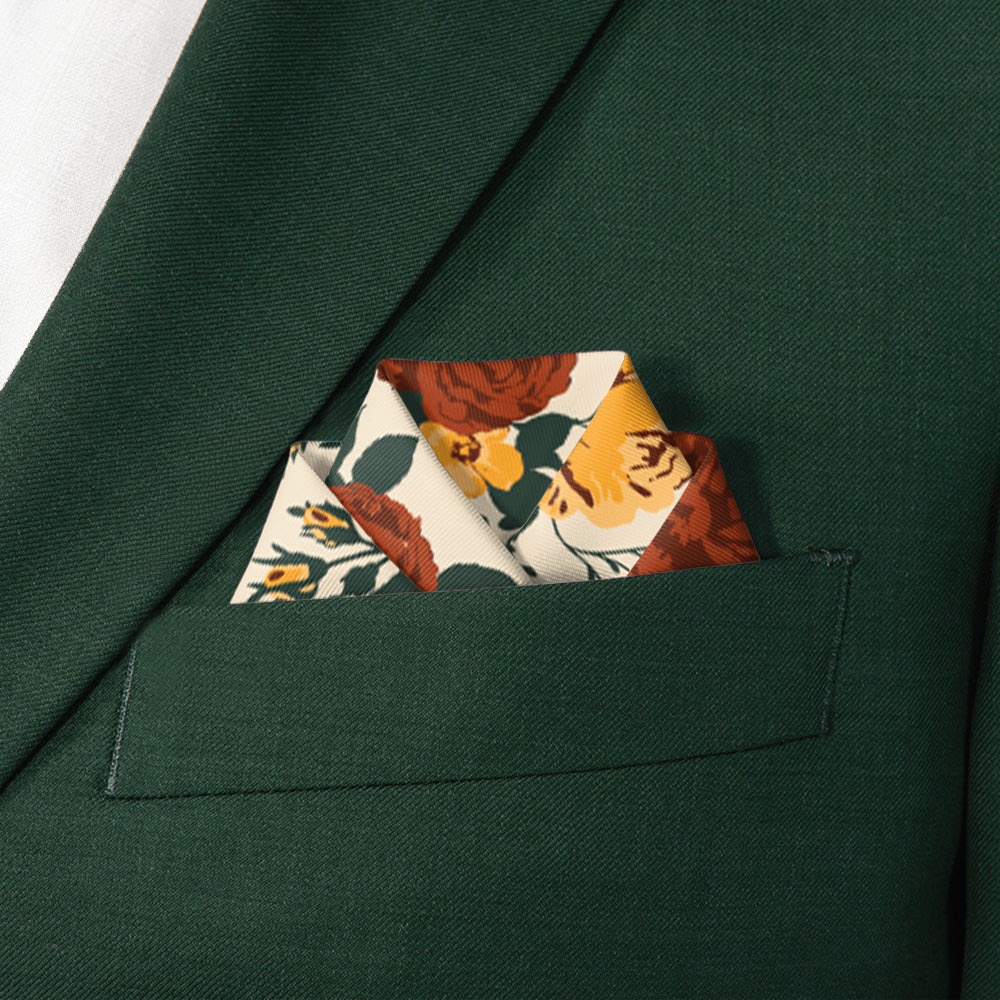 Full Bloom Floral Pocket Square - Scalloped Fold - Knotty Tie Co.