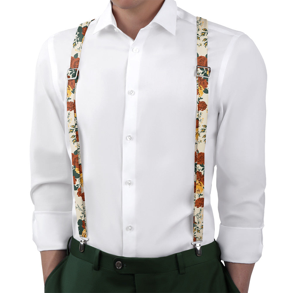 Full Bloom Floral Suspenders - On Model Back View - Knotty Tie Co.
