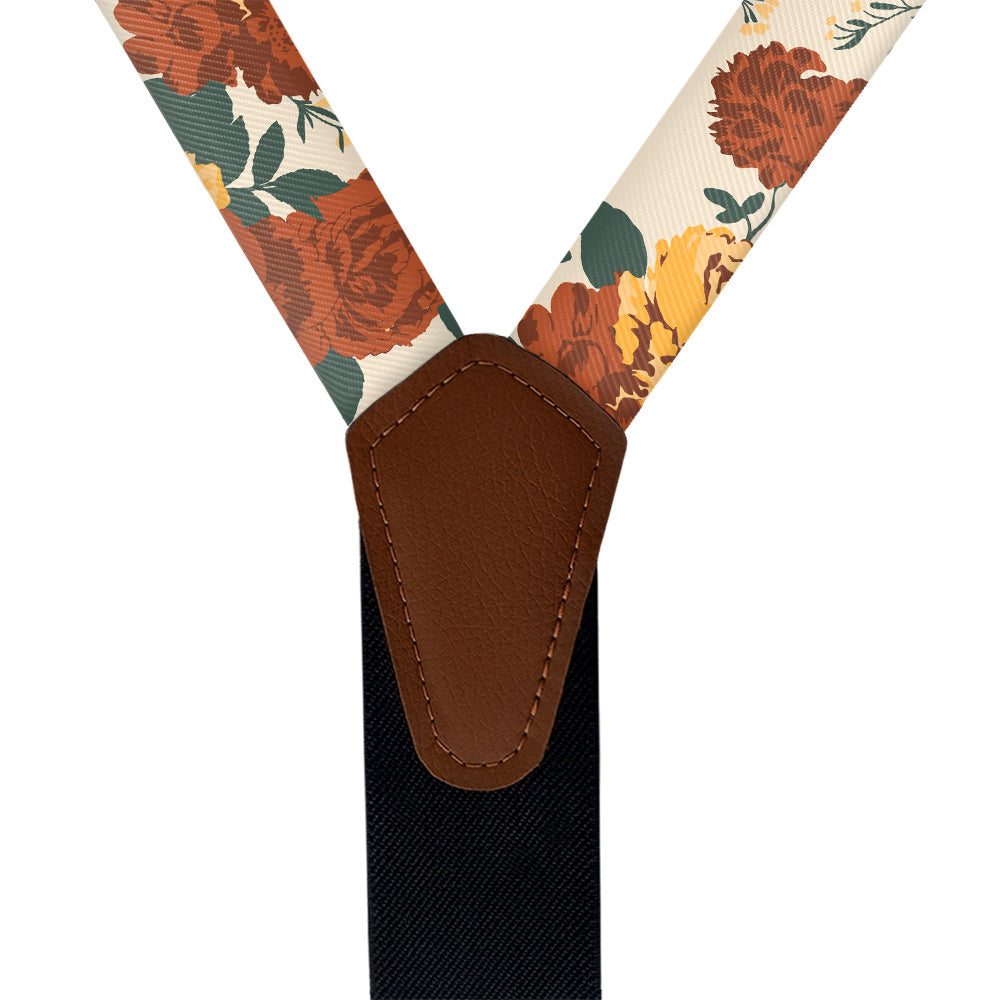 Full Bloom Floral Suspenders - Vegan Leather Y-Back - Knotty Tie Co.