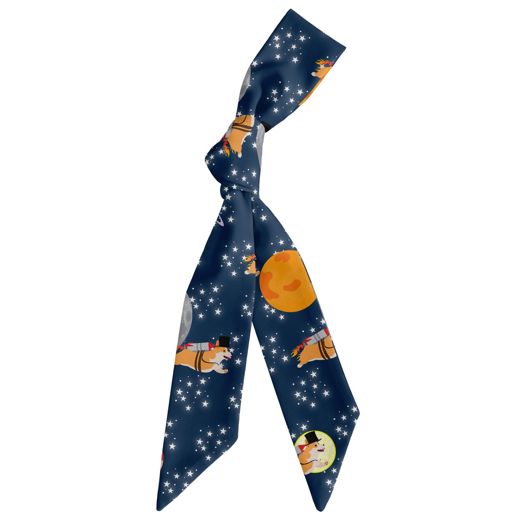 Galactic Corgi Hair Scarf - Scarf Tied Into Knot - Knotty Tie Co.
