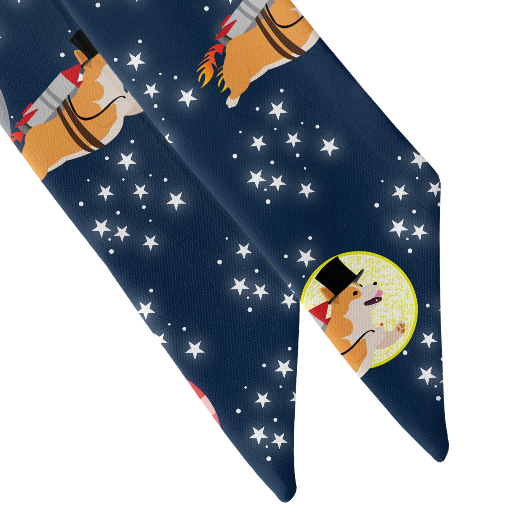 Galactic Corgi Hair Scarf - Scarf Tapered Ends - Knotty Tie Co.