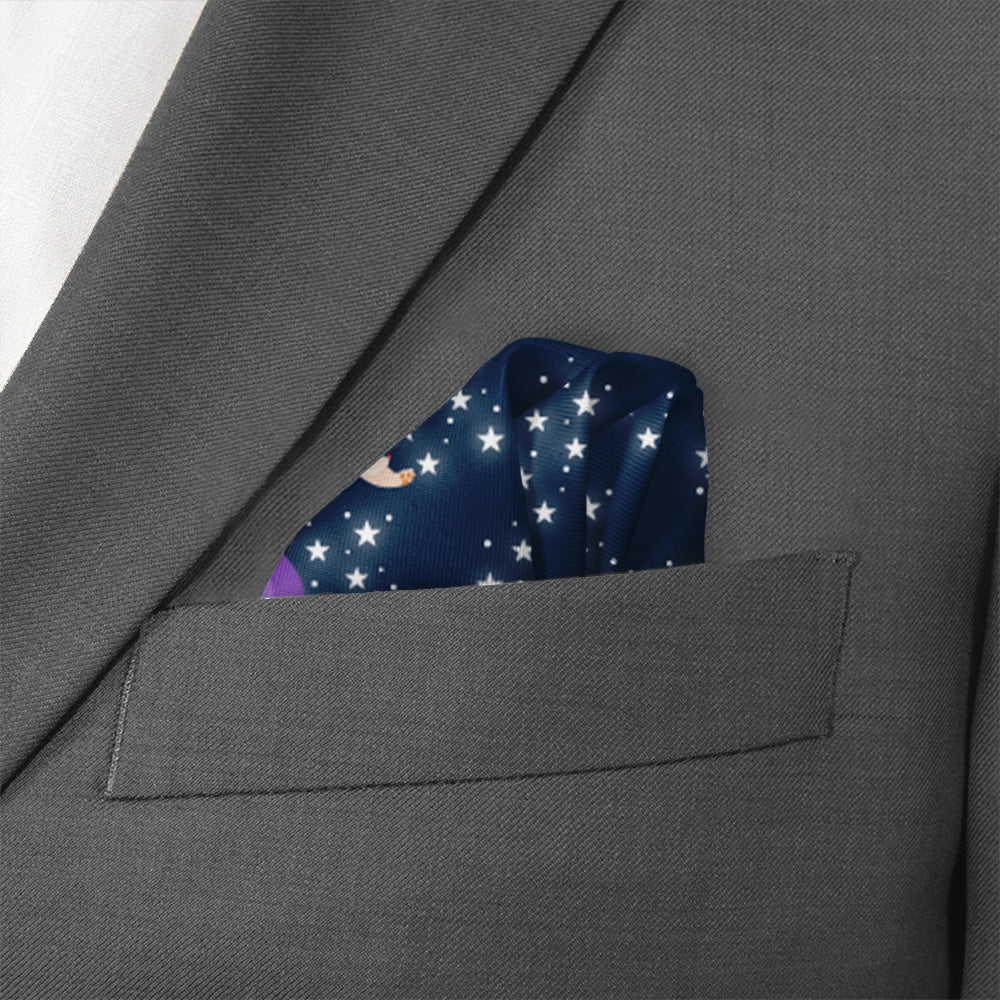 Galactic Corgi Pocket Square - Wave Fold - Knotty Tie Co.