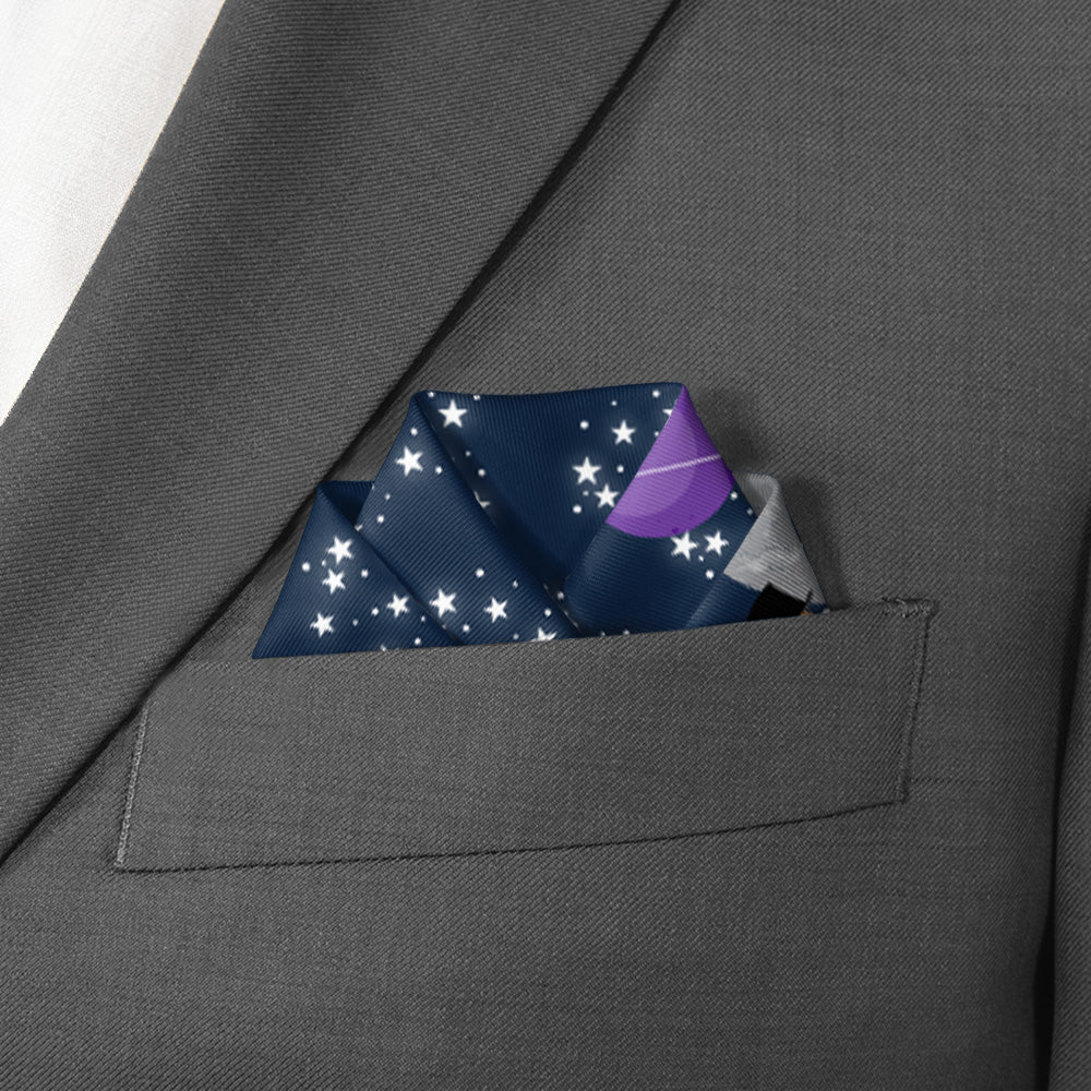 Galactic Corgi Pocket Square - Scalloped Fold - Knotty Tie Co.