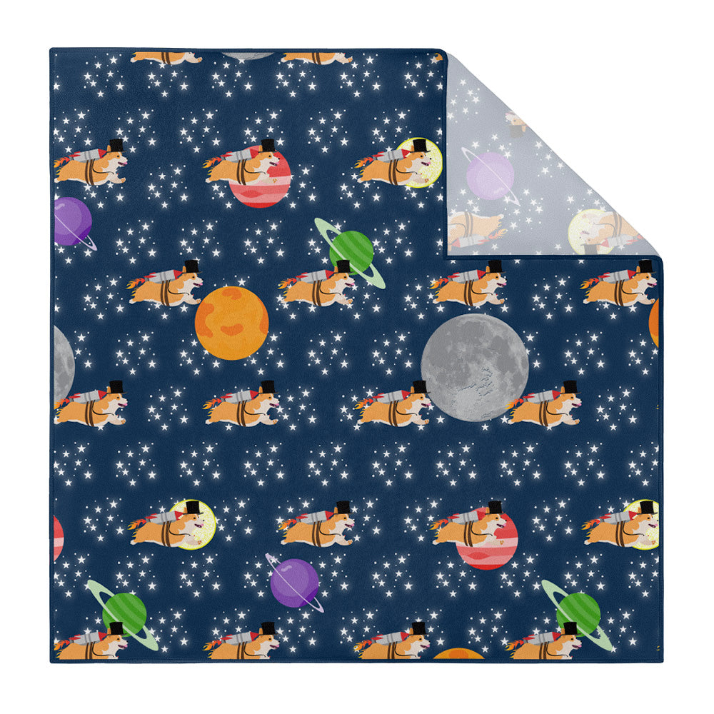 Galactic Corgi Pocket Square - Printed - Knotty Tie Co.