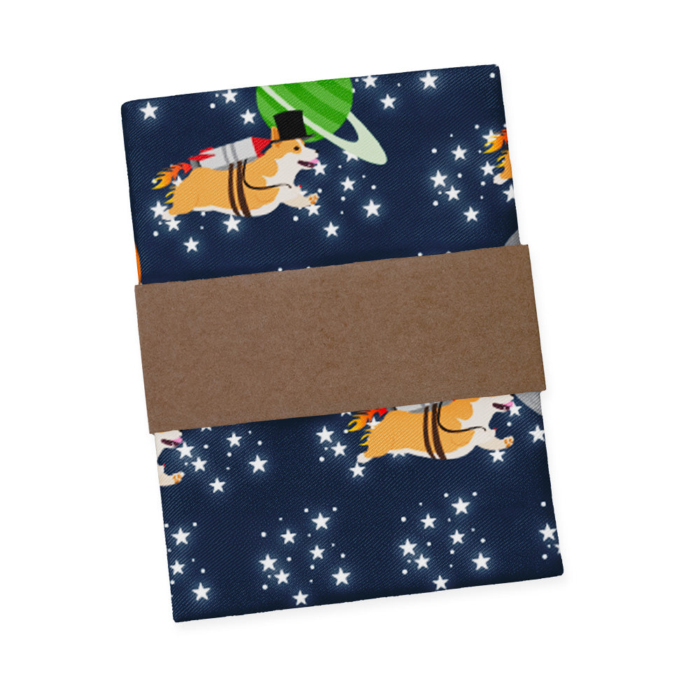 Galactic Corgi Pocket Square - Packaging - Knotty Tie Co.