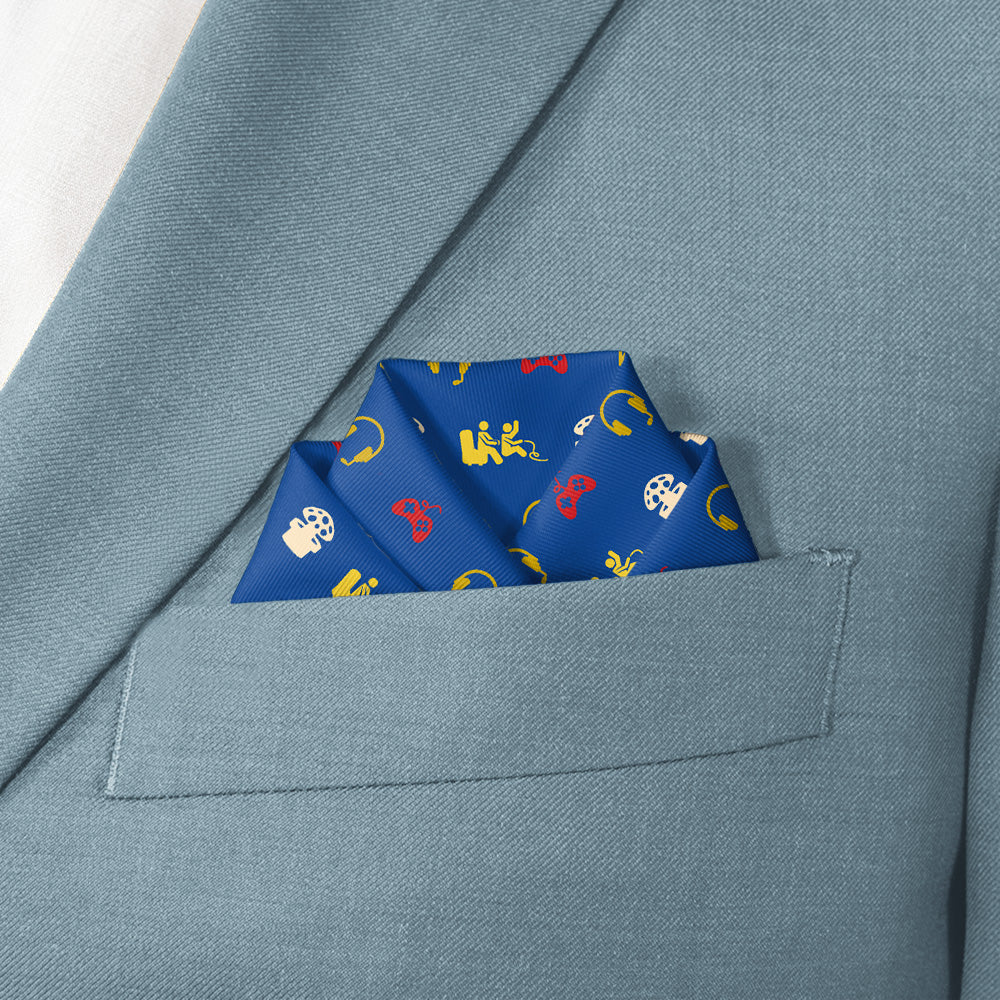 Gaming With Friends Pocket Square - Scalloped Fold - Knotty Tie Co.