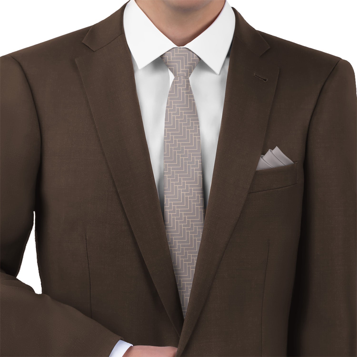Geo Herring Necktie - Matching Pocket Square - Knotty Tie Co.