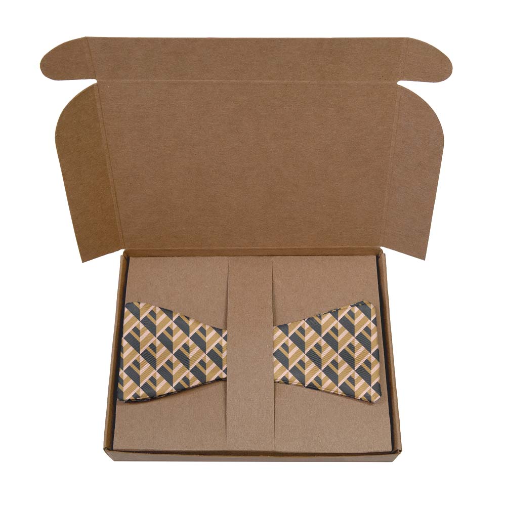Geo Plates Bow Tie- Kraft Gift Box Packaging - Knotty Tie Co.