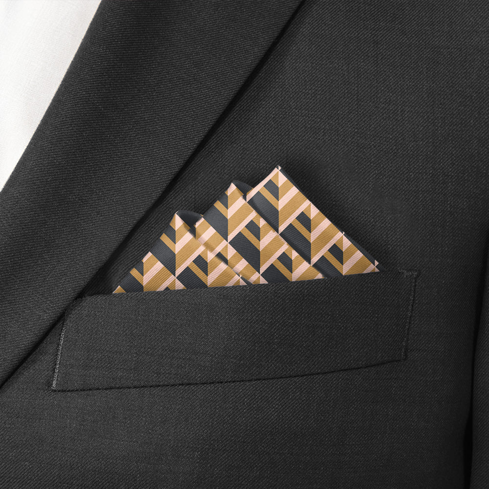 Geo Plates Pocket Square - Stairs Fold - Knotty Tie Co.