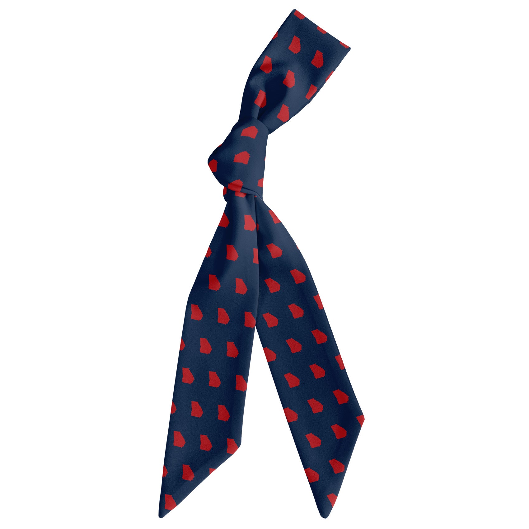 Georgia State Outline Hair Scarf - Scarf Tied Into Knot - Knotty Tie Co.