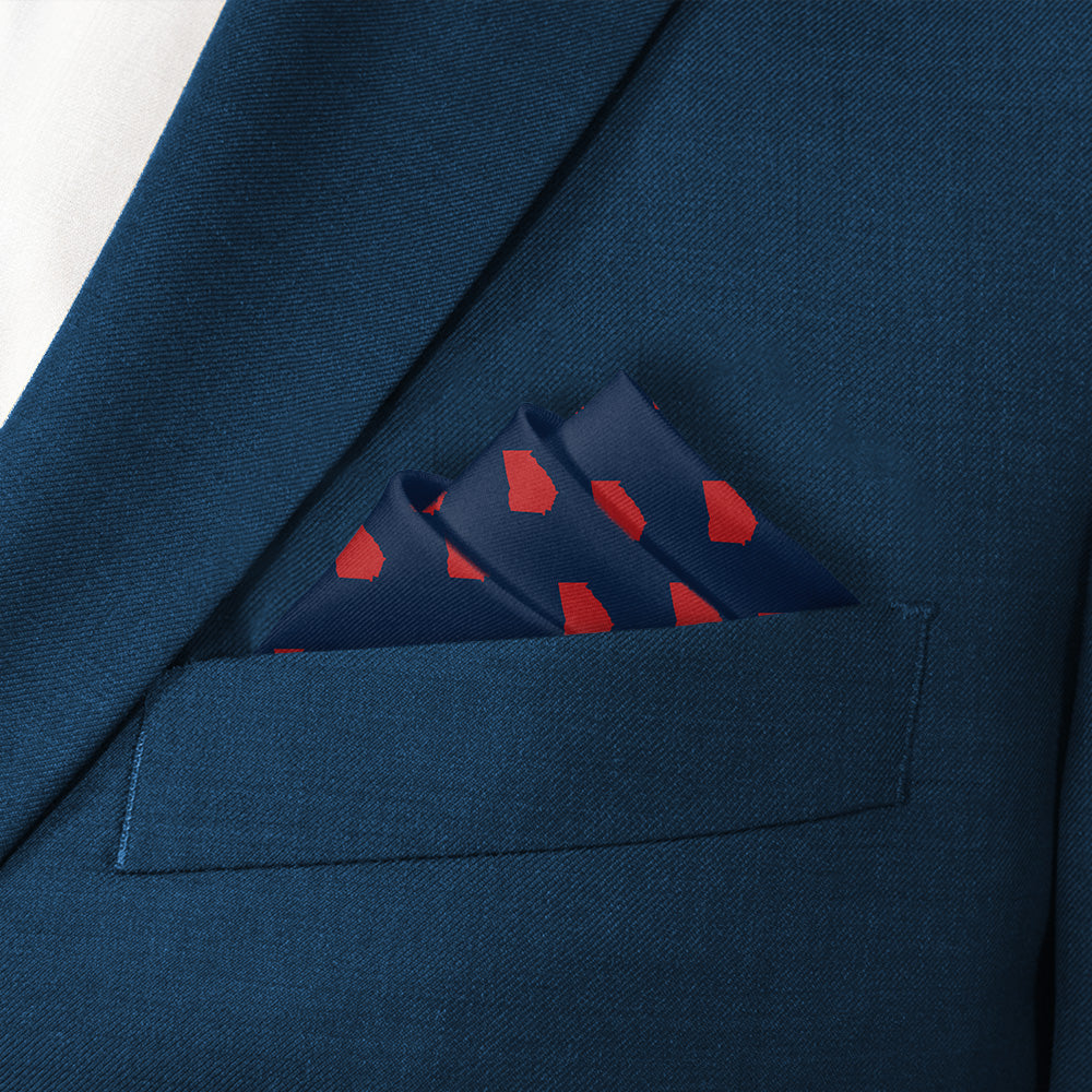 Georgia State Outline Pocket Square - Stairs Fold - Knotty Tie Co.