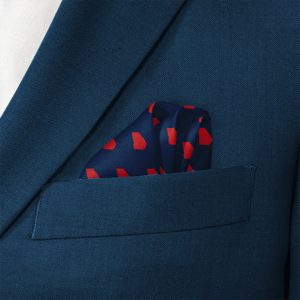 Georgia State Outline Pocket Square - Wave Fold - Knotty Tie Co.