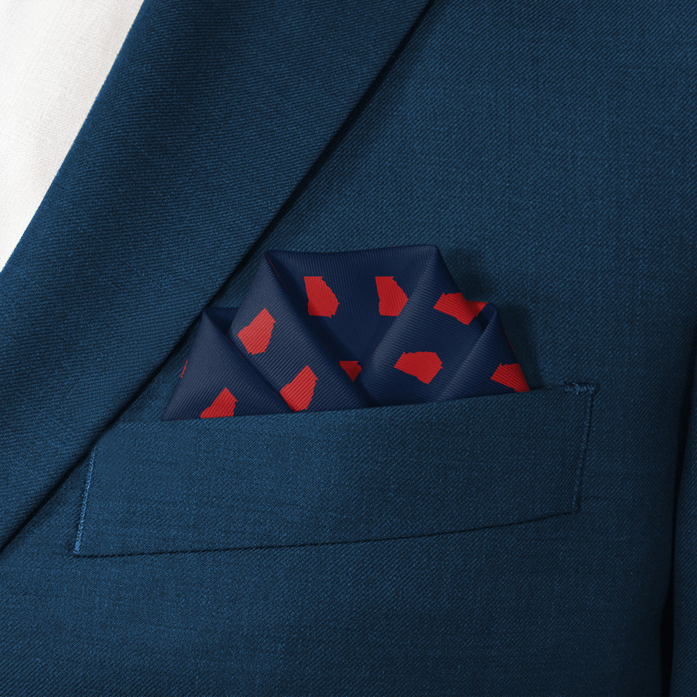 Georgia State Outline Pocket Square - Scalloped Fold - Knotty Tie Co.