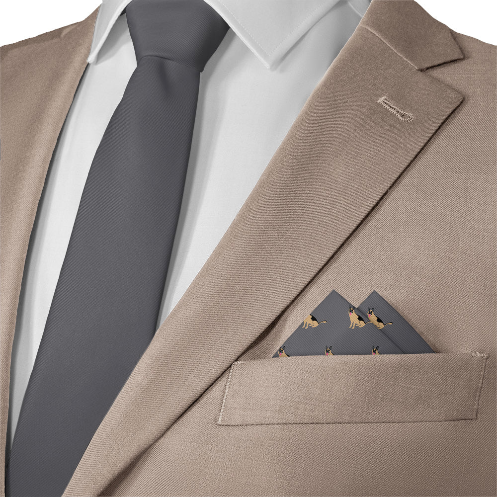 German Shepherd Pocket Square - Matching Necktie- Knotty Tie Co.