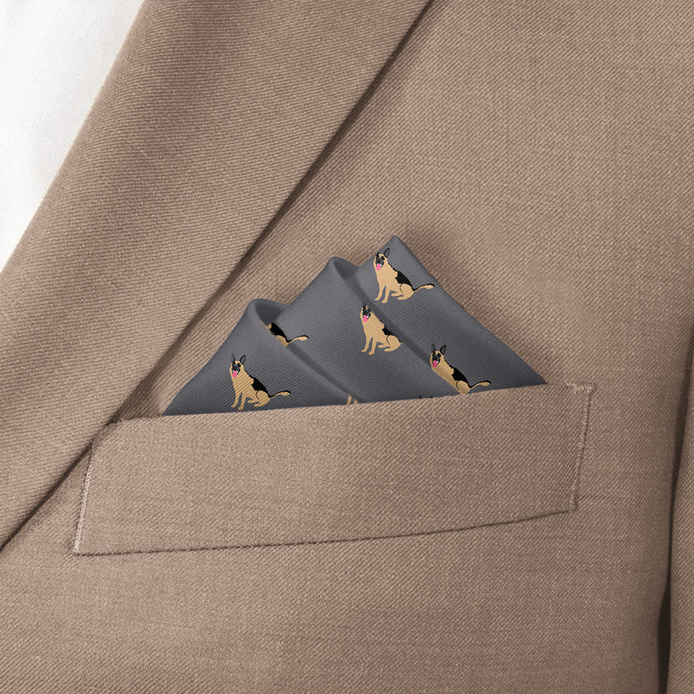 German Shepherd Pocket Square - Stairs Fold - Knotty Tie Co.