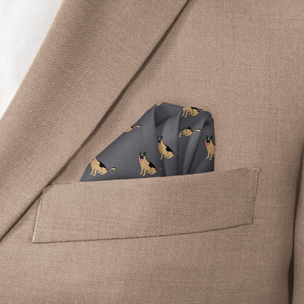 German Shepherd Pocket Square - Wave Fold - Knotty Tie Co.
