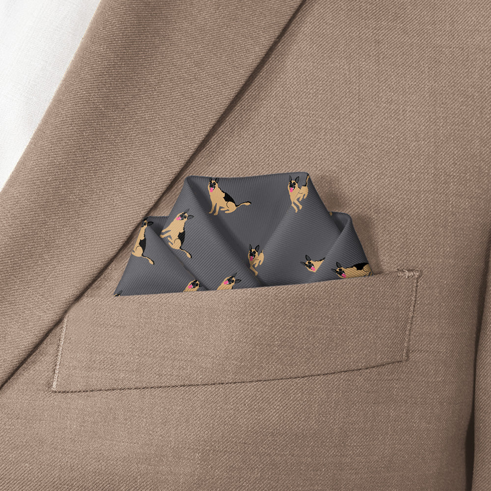 German Shepherd Pocket Square - Scalloped Fold - Knotty Tie Co.