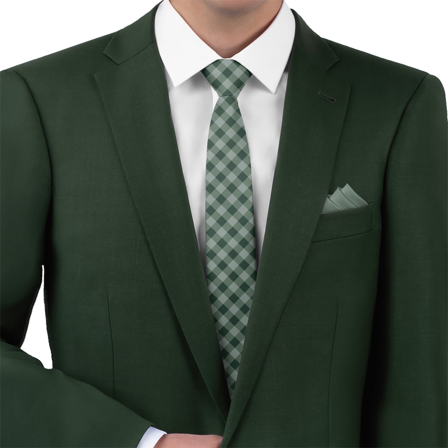 Gingham Plaid Necktie - Matching Pocket Square - Knotty Tie Co.