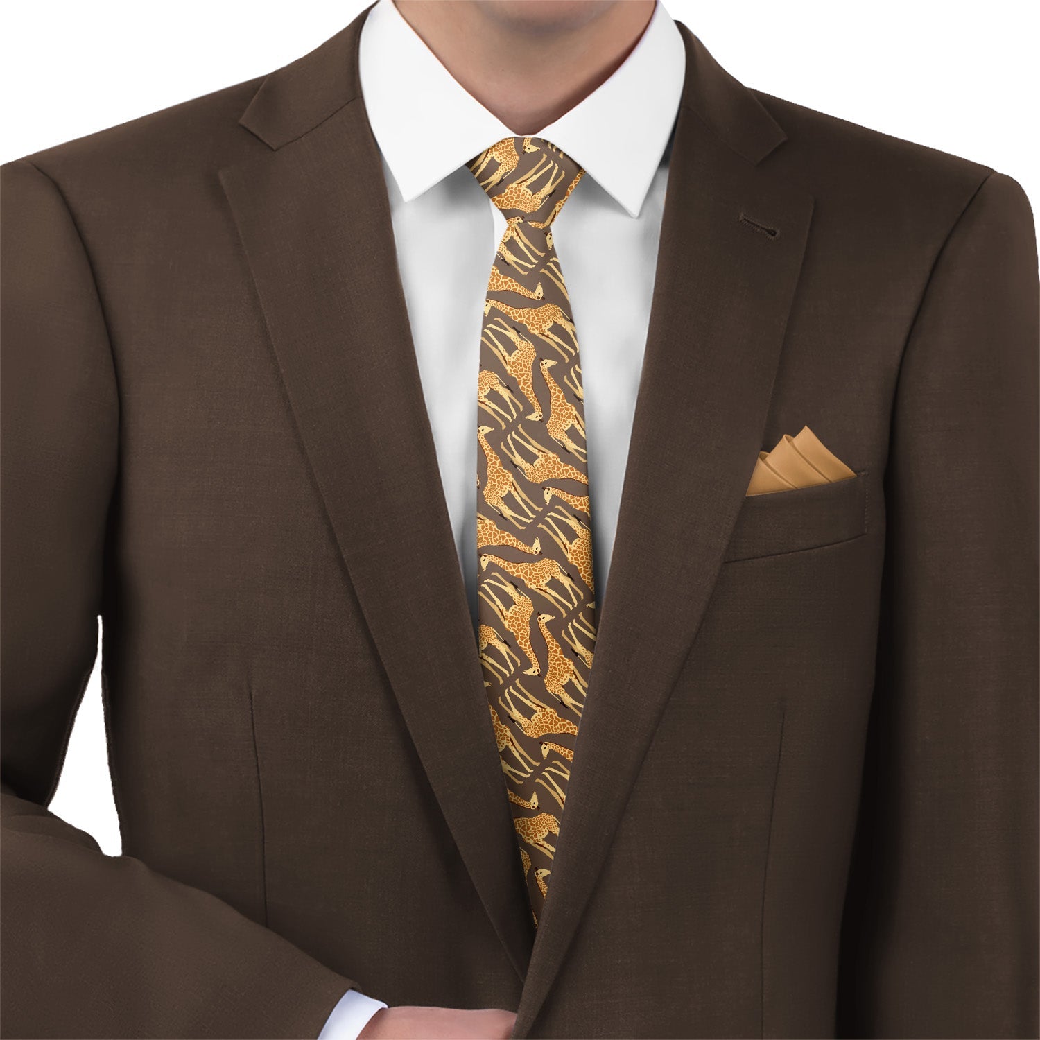 Giraffe Necktie - Matching Pocket Square - Knotty Tie Co.
