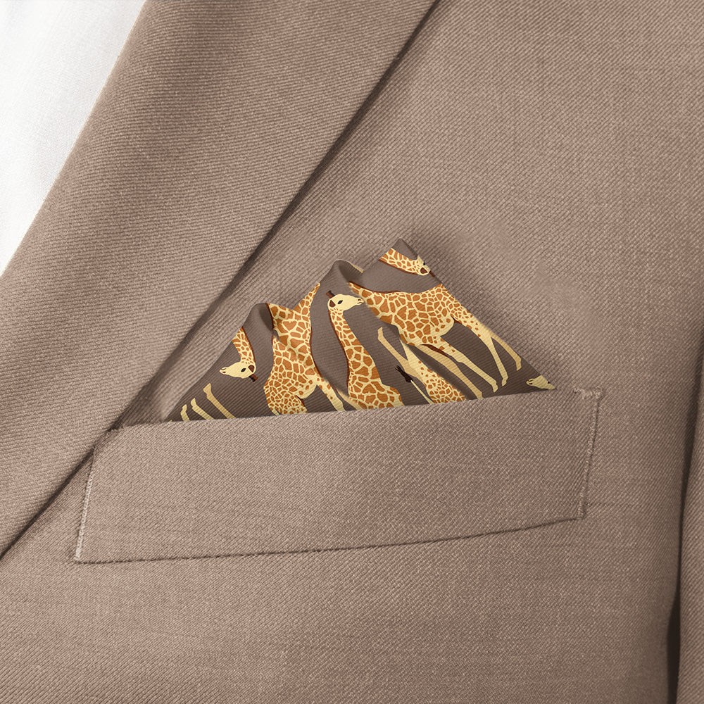Giraffe Pocket Square - Stairs Fold - Knotty Tie Co.