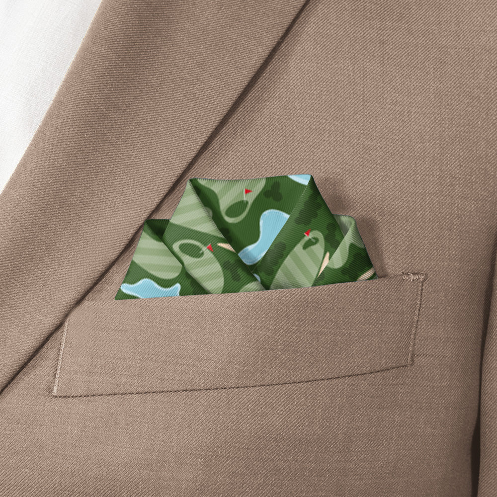 Golf Course Pocket Square - Scalloped Fold - Knotty Tie Co.