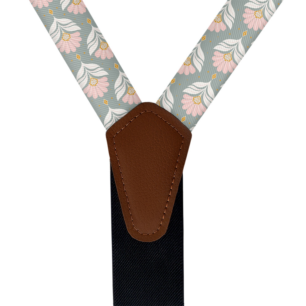 Grand Deco Floral Suspenders - Vegan Leather Y-Back - Knotty Tie Co.