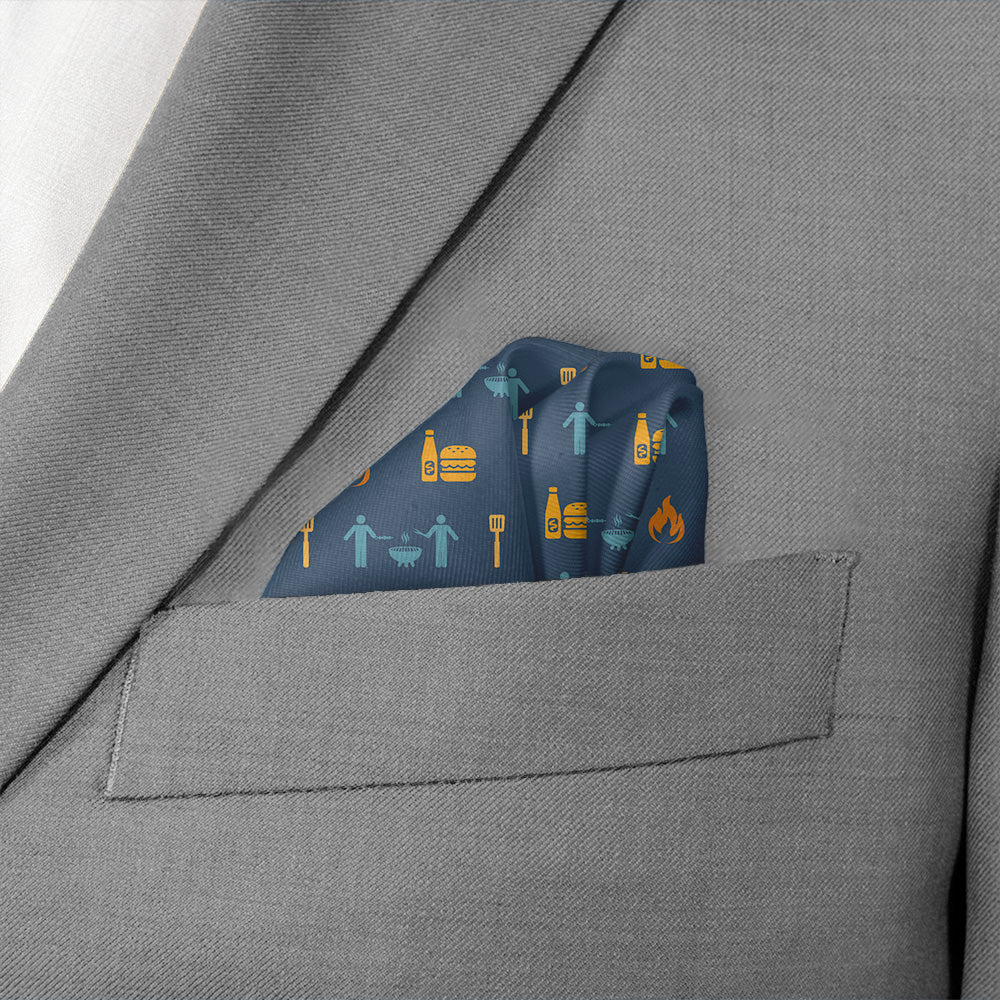 Grilling With Friends Pocket Square - Wave Fold - Knotty Tie Co.