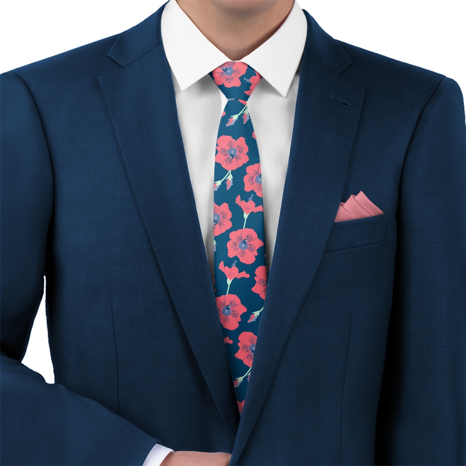 Happy Hibiscus Necktie - Matching Pocket Square - Knotty Tie Co.