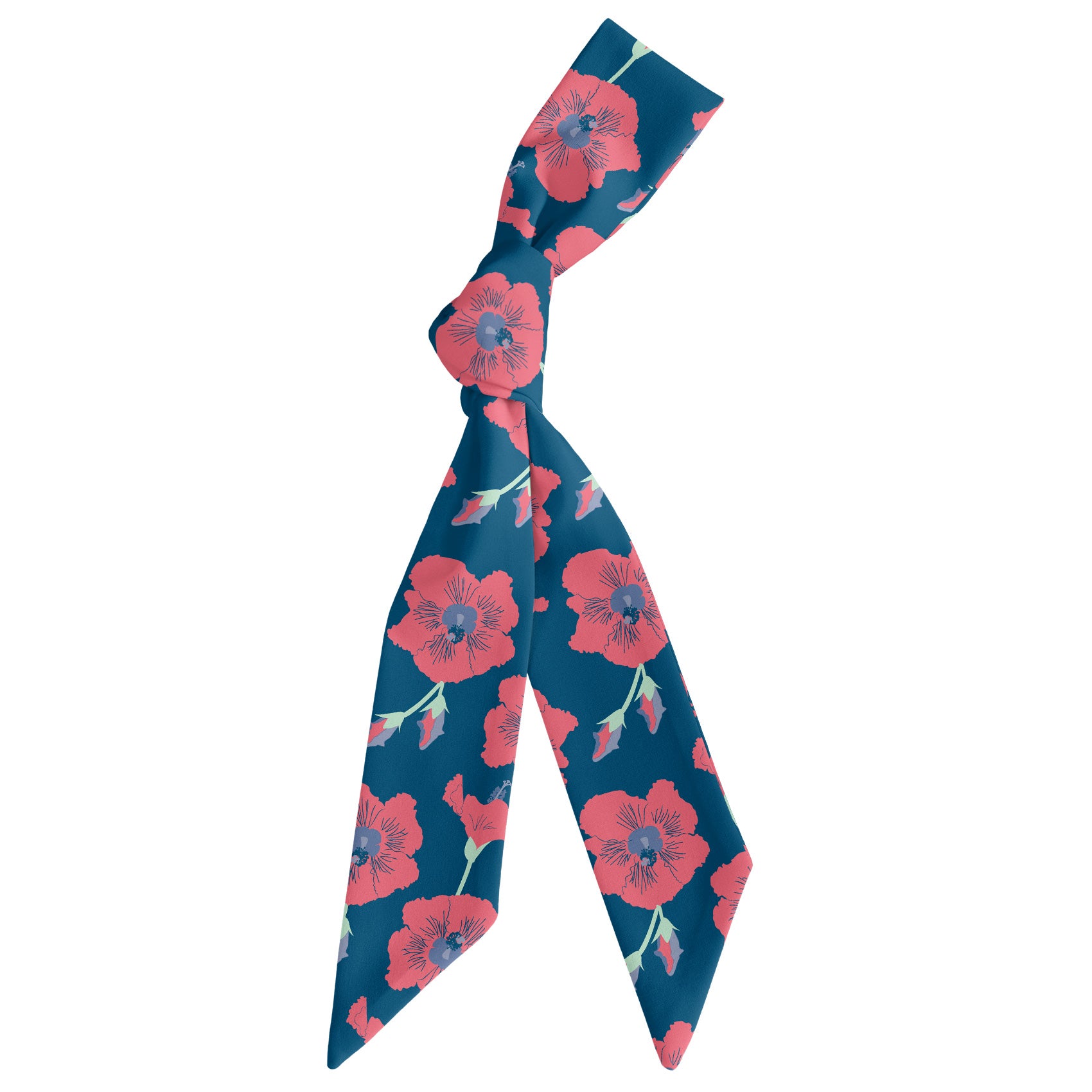 Happy Hibiscus Hair Scarf - Scarf Tied Into Knot - Knotty Tie Co.