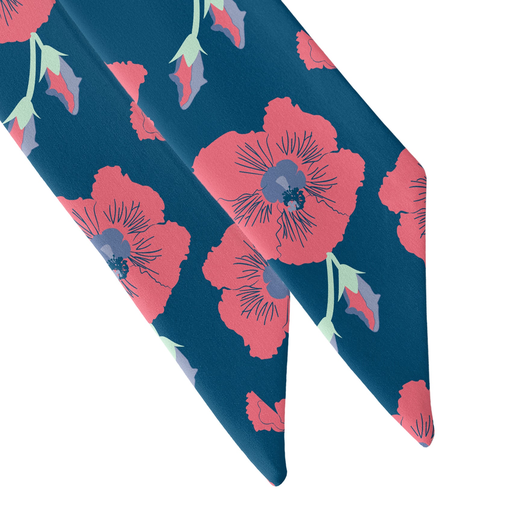 Happy Hibiscus Hair Scarf - Scarf Tapered Ends - Knotty Tie Co.