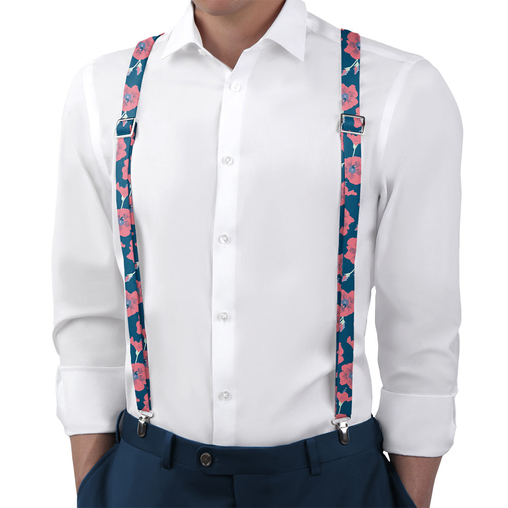 Happy Hibiscus Suspenders - On Model Back View - Knotty Tie Co.