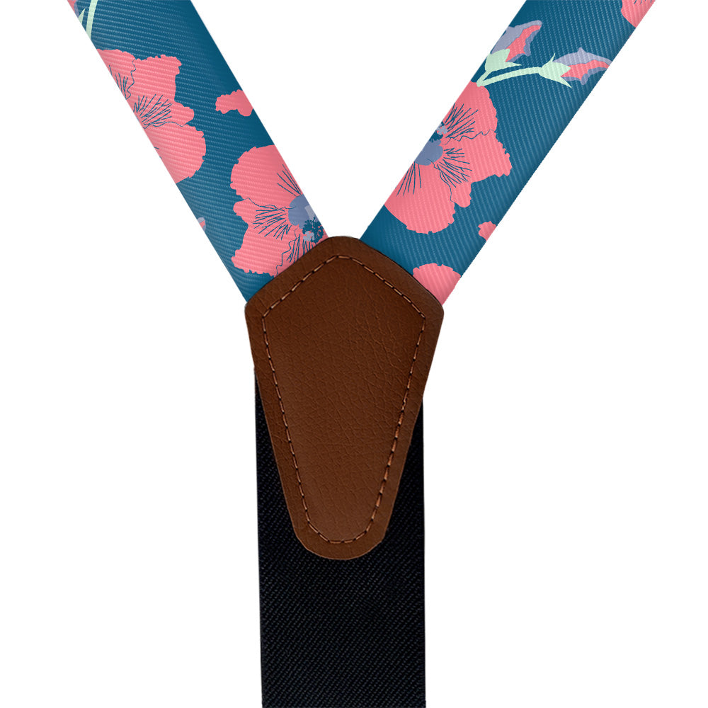 Happy Hibiscus Suspenders - Vegan Leather Y-Back - Knotty Tie Co.