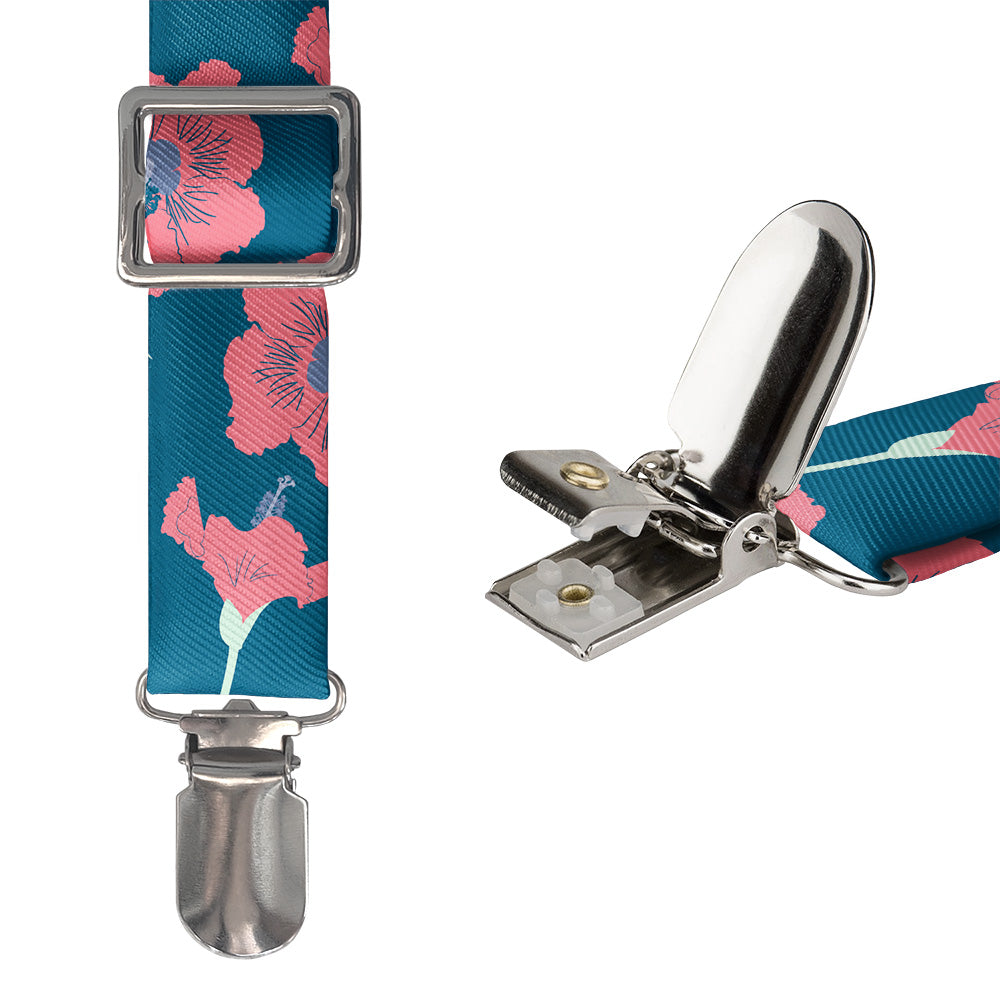 Happy Hibiscus Suspenders - Hardware and Strap - Knotty Tie Co.