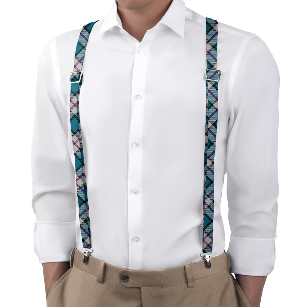 Harrison Plaid Suspenders - On Model Back View - Knotty Tie Co.