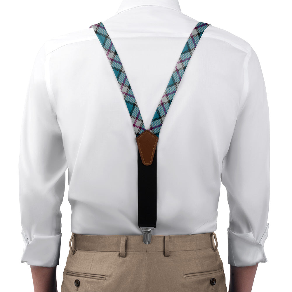 Harrison Plaid Suspenders - On Model Front View - Knotty Tie Co.