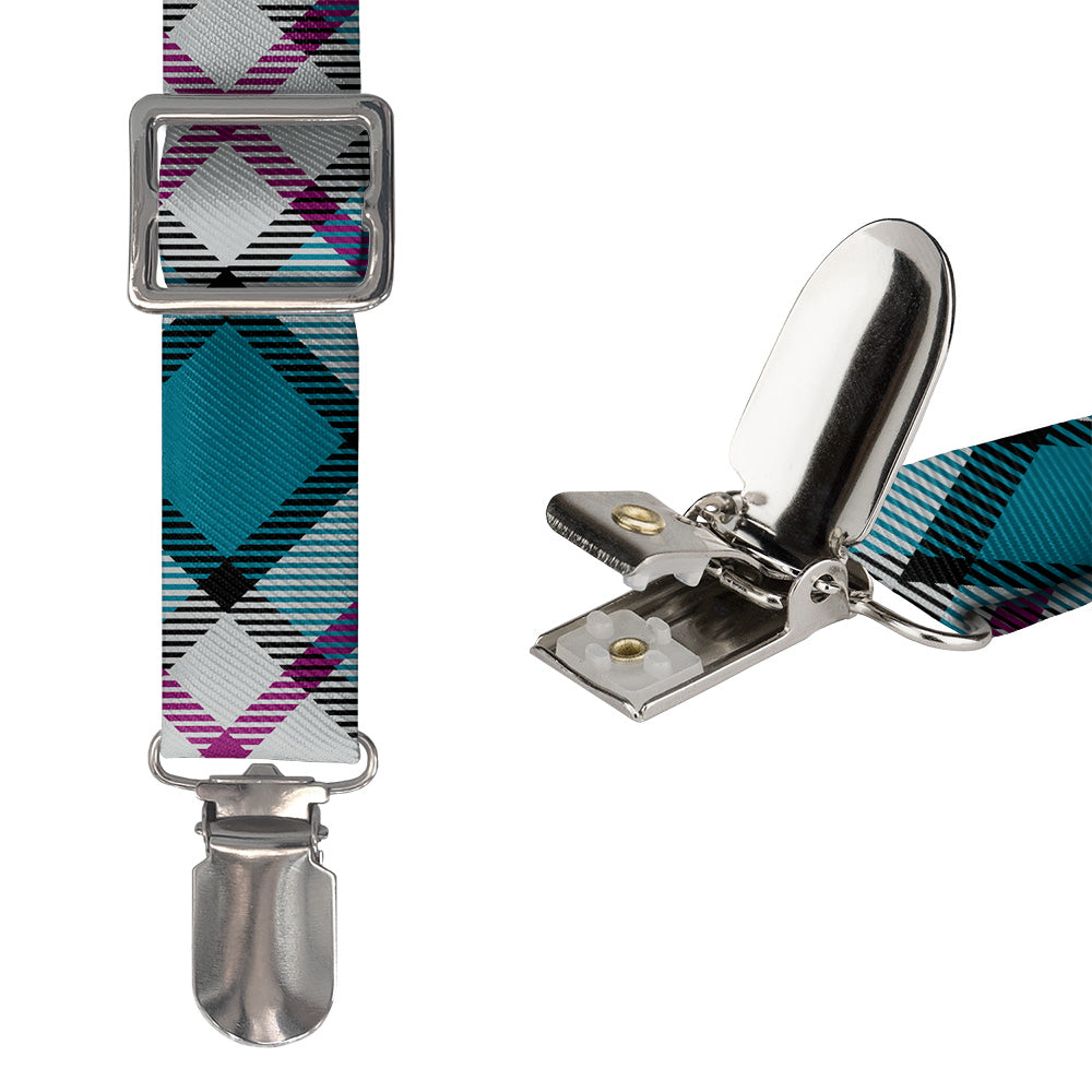 Harrison Plaid Suspenders - Hardware and Strap - Knotty Tie Co.
