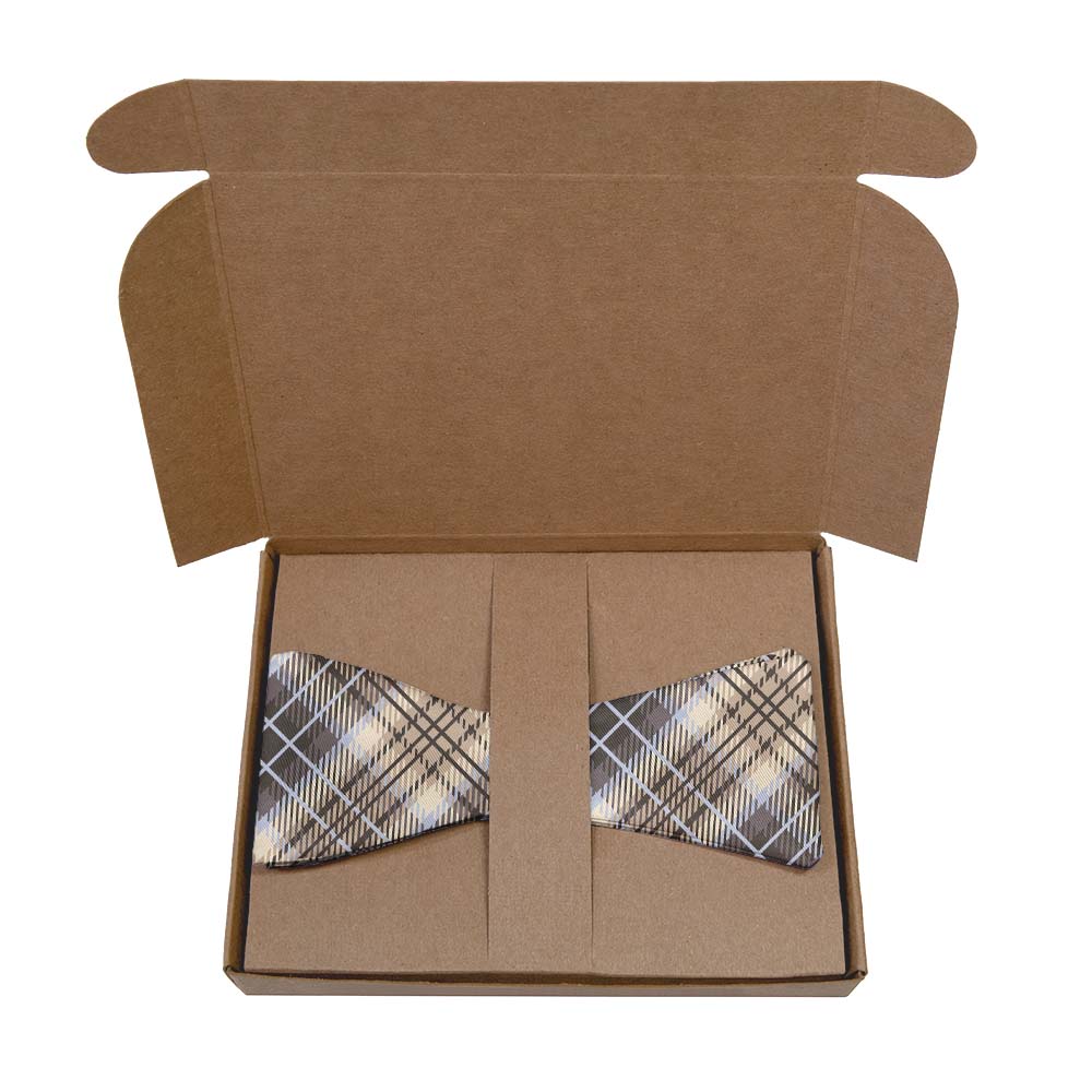 Hartman Plaid Bow Tie- Kraft Gift Box Packaging - Knotty Tie Co.