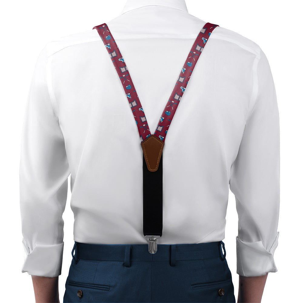 Hat Trick Hockey Suspenders - On Model Front View - Knotty Tie Co.