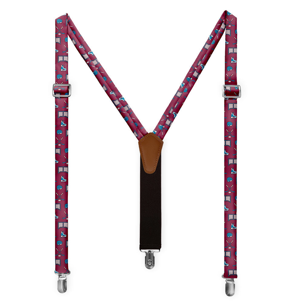 Hat Trick Hockey Suspenders - Full Front View - Knotty Tie Co.