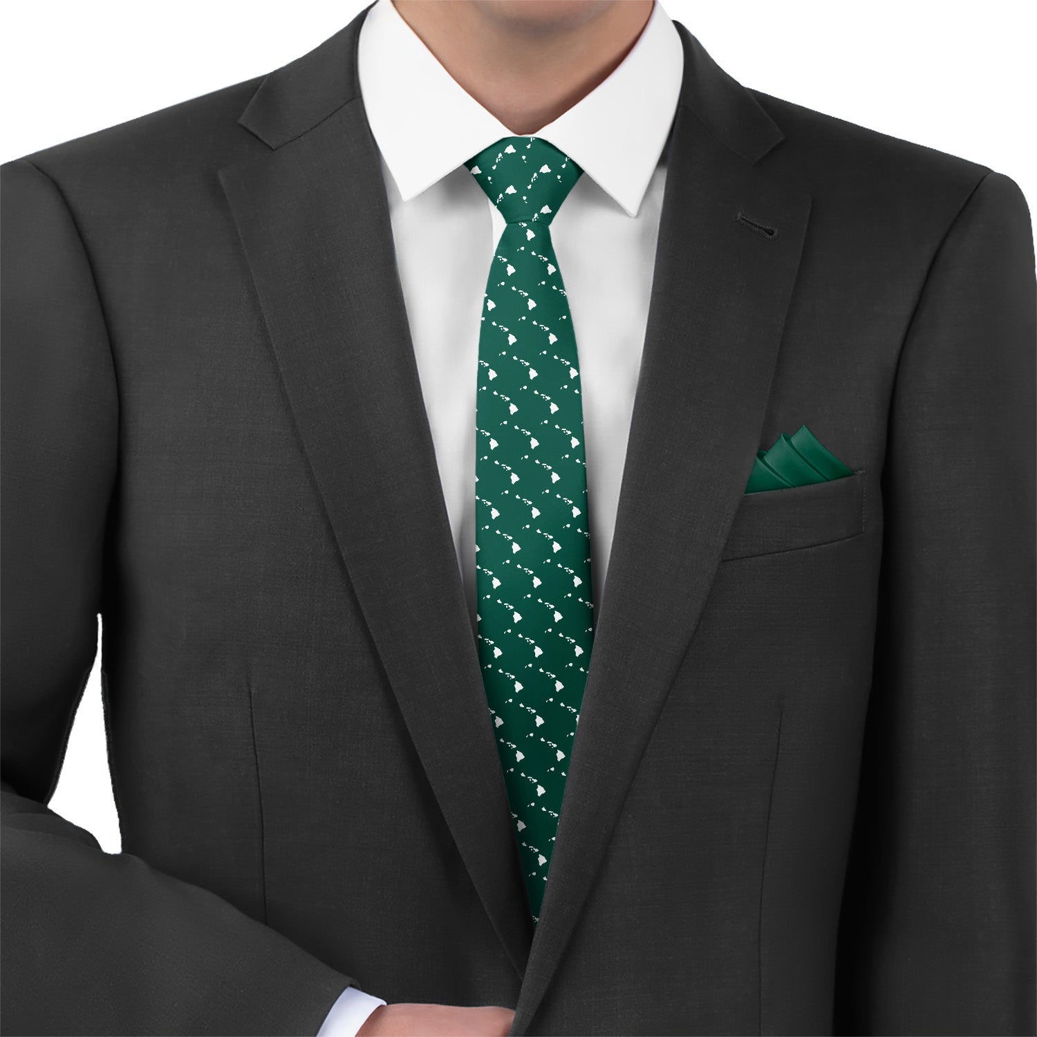 Hawaii State Outline Necktie - Matching Pocket Square - Knotty Tie Co.