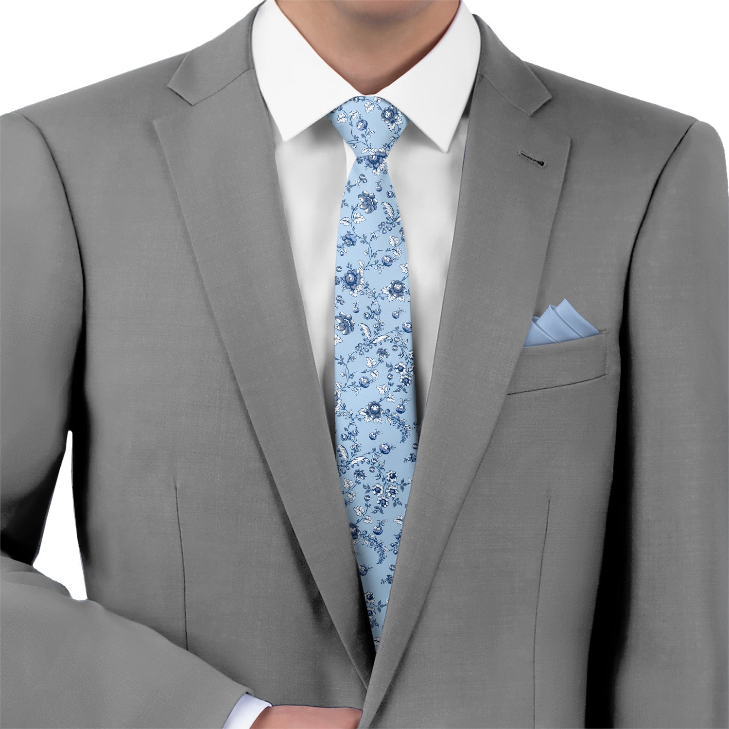 Heirloom Floral Necktie - Matching Pocket Square - Knotty Tie Co.