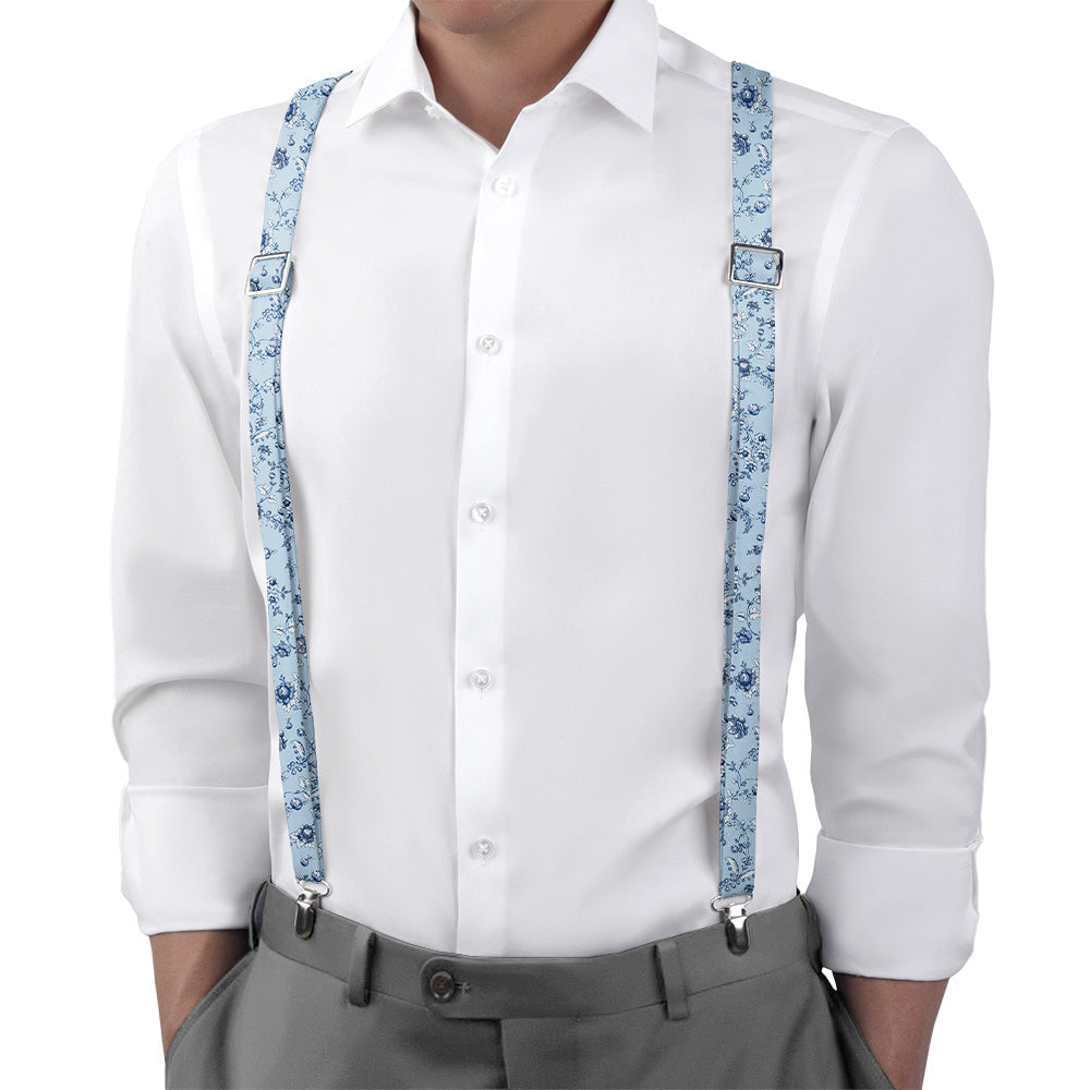 Heirloom Floral Suspenders - On Model Back View - Knotty Tie Co.