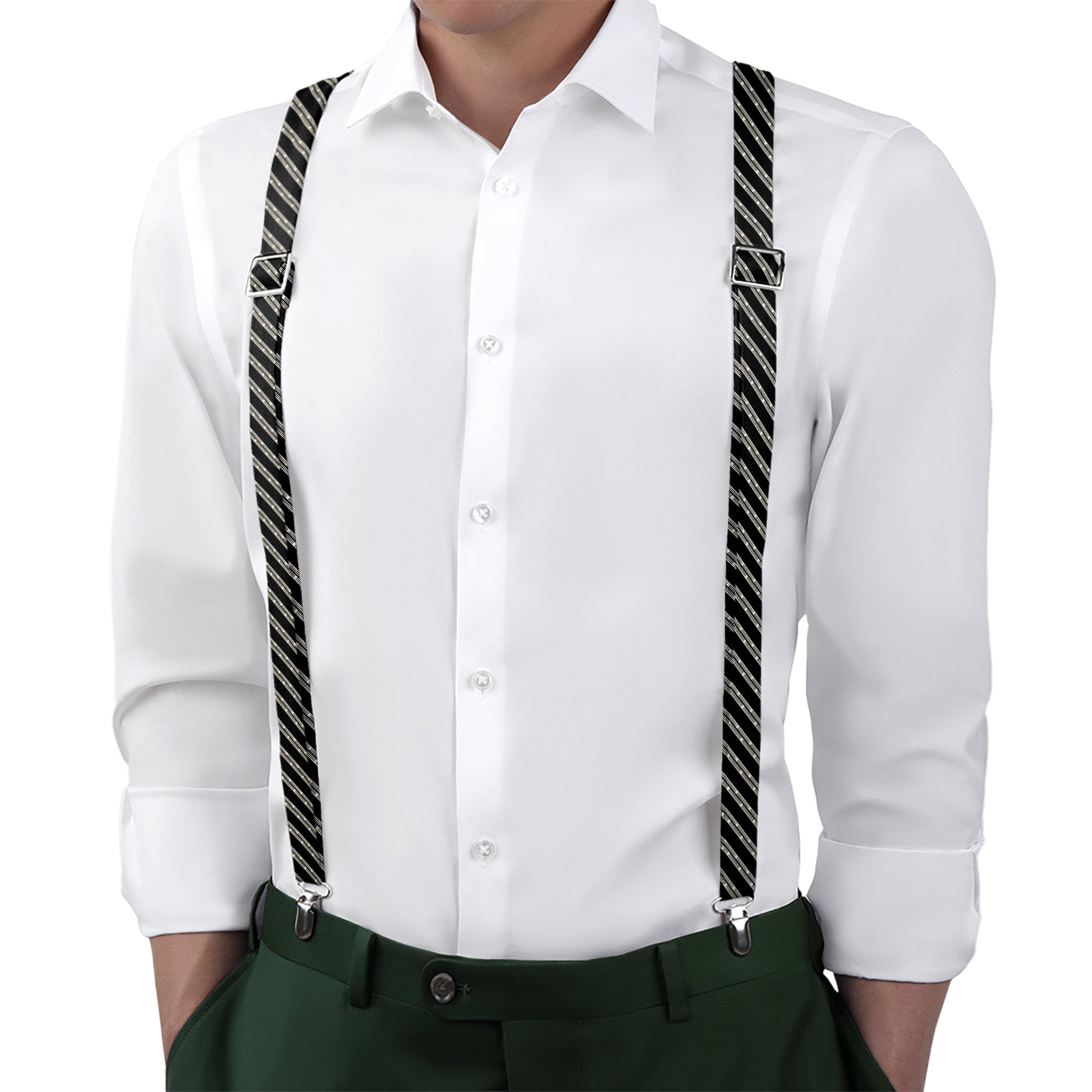 Heritage Stripe Suspenders - On Model Back View - Knotty Tie Co.