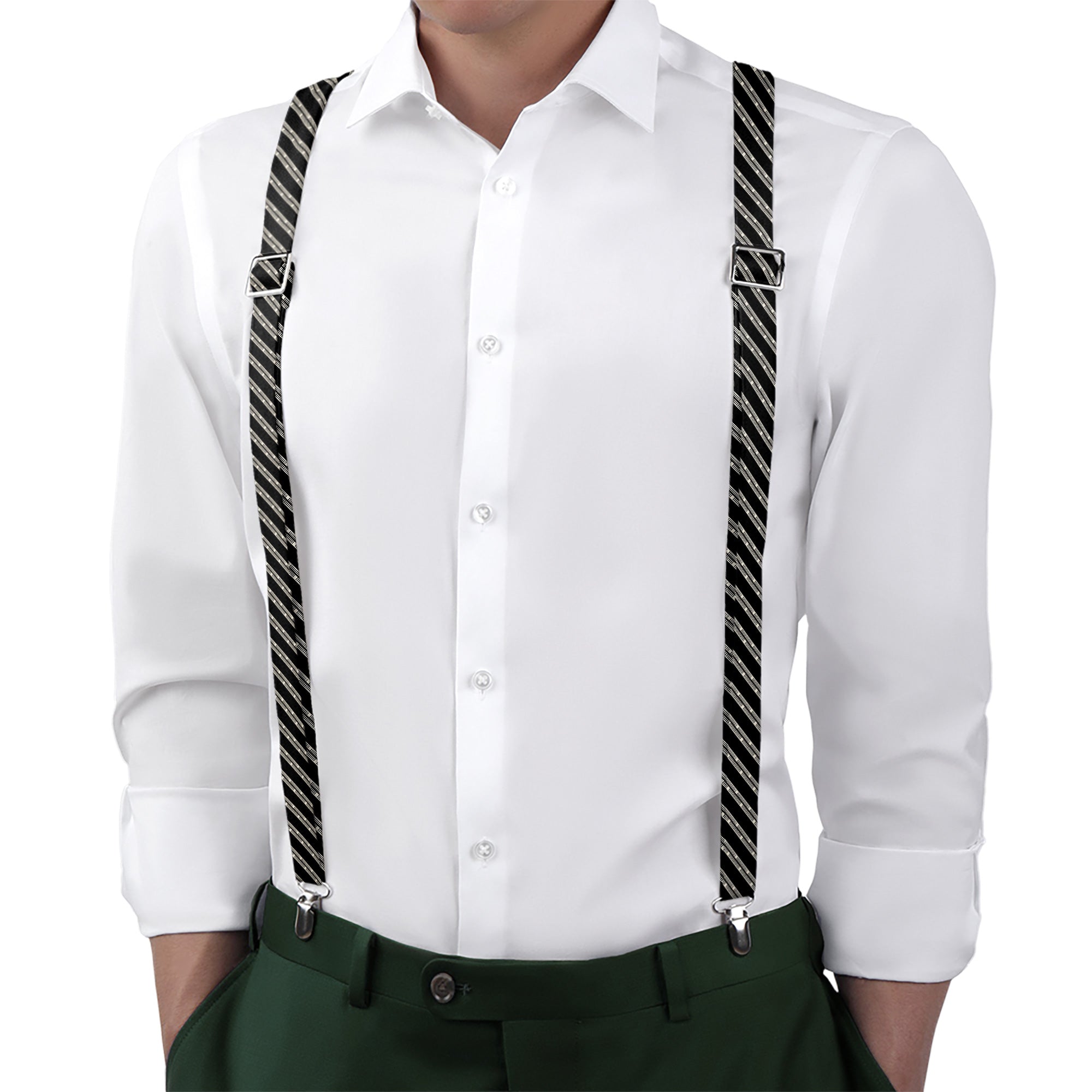 Heritage Stripe Suspenders - On Model Back View - Knotty Tie Co.