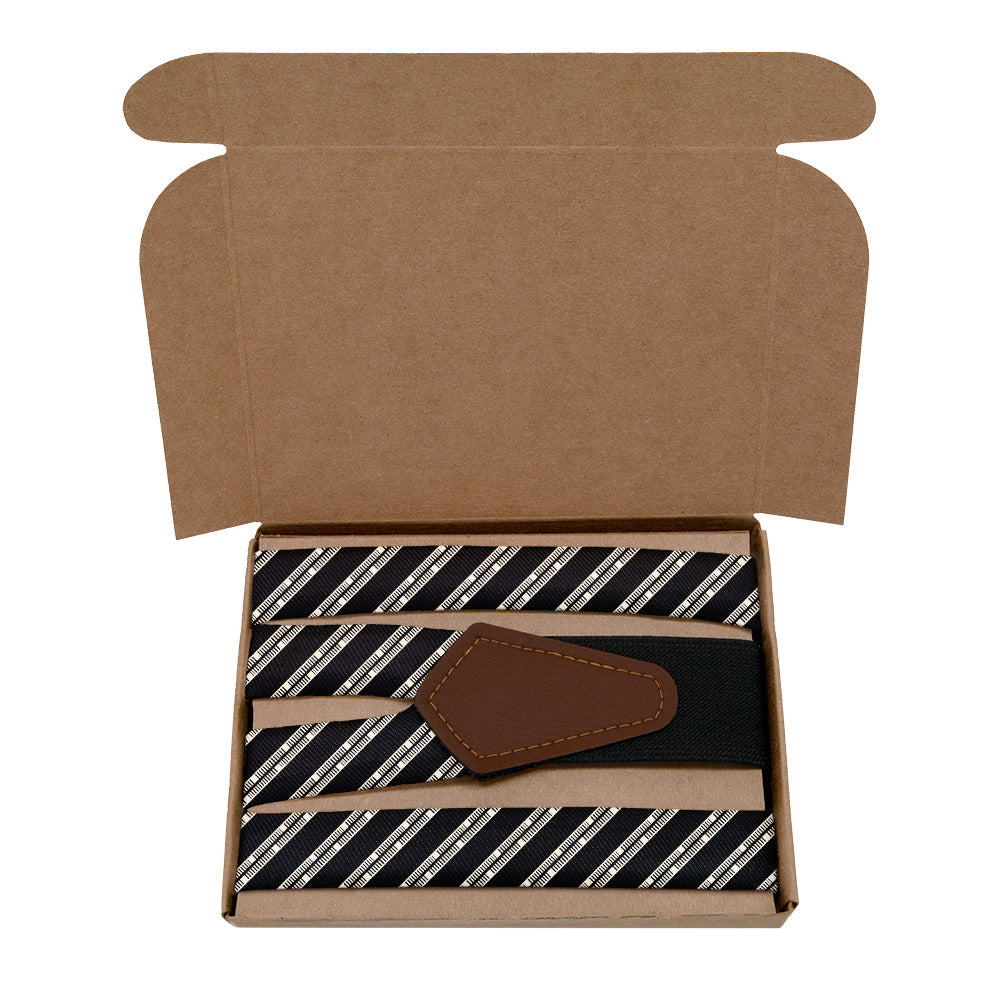 Heritage Stripe Suspenders - Kraft Gift Box Packaging - Knotty Tie Co.