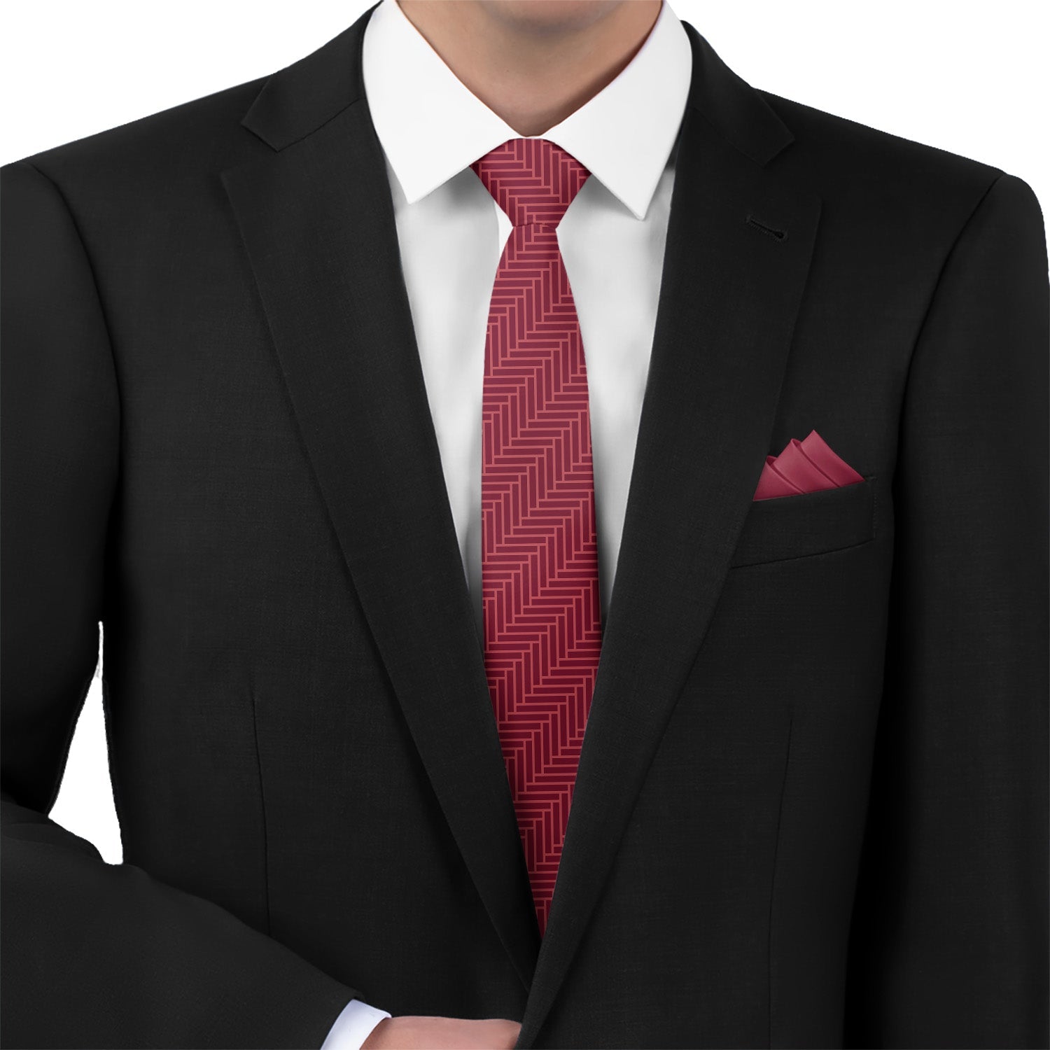 Herringbone Necktie - Matching Pocket Square - Knotty Tie Co.